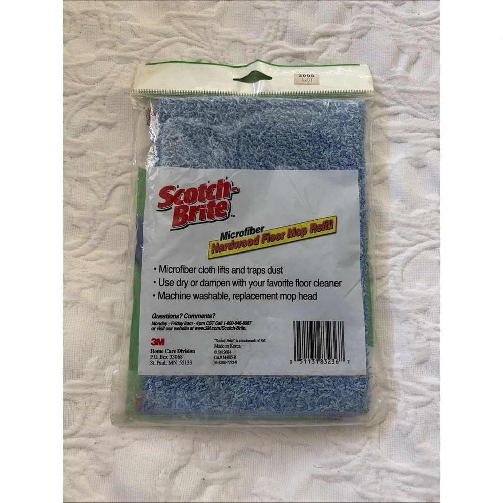 Scotch-Brite Hardwood Floor Mop Refill Pads Microfiber M005R Use Dry or Damp